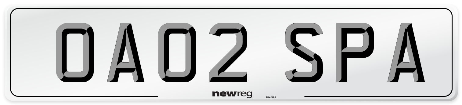 OA02 SPA Number Plate from New Reg